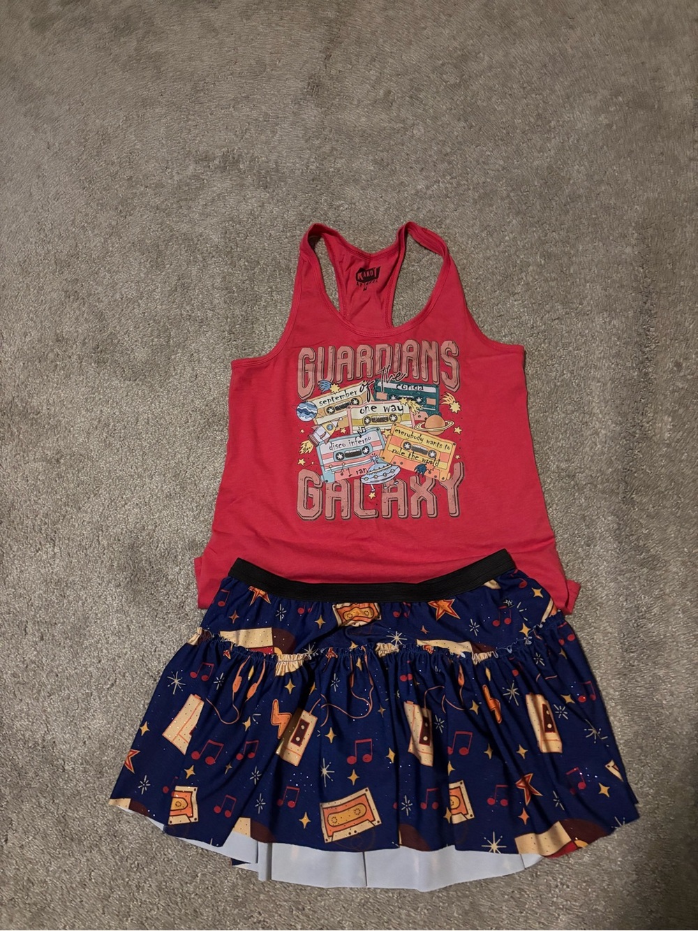 Sparkle athletic skirt size medium cassette tapes tank top medium guardians